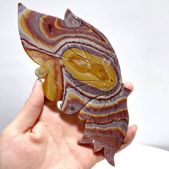 Ocean Jasper Butterfly Wing Carving With Stand