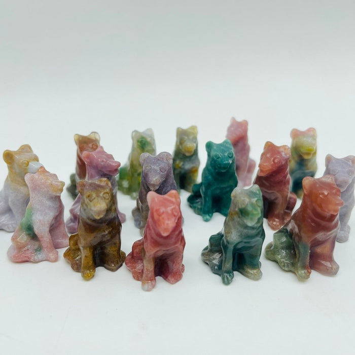 Ocean Jasper Dog Carving Wholesale