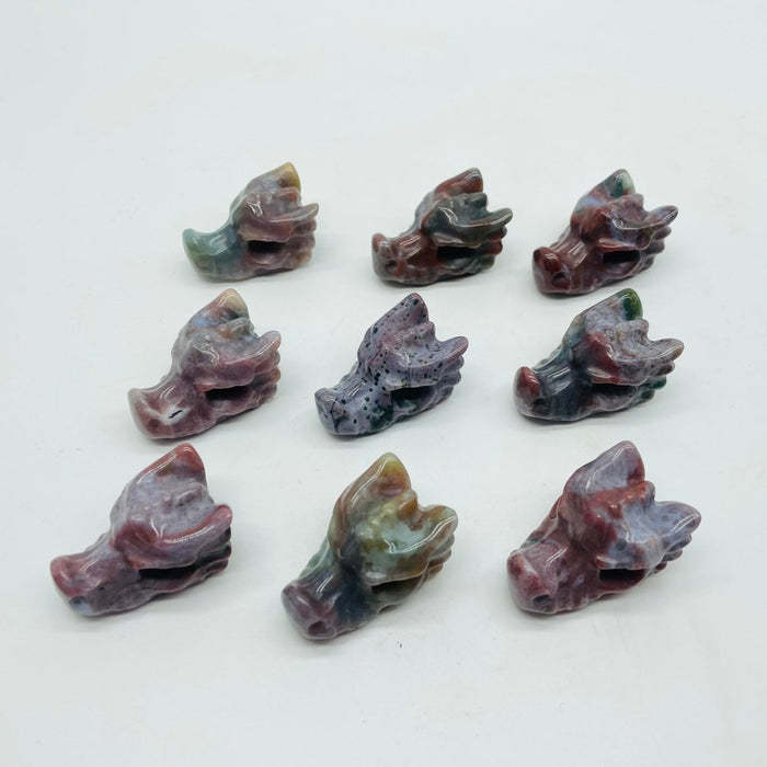 Ocean Jasper Dragon Head Carving Wholesale