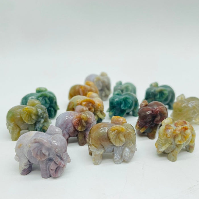 Ocean Jasper Elephant Carving Wholesale