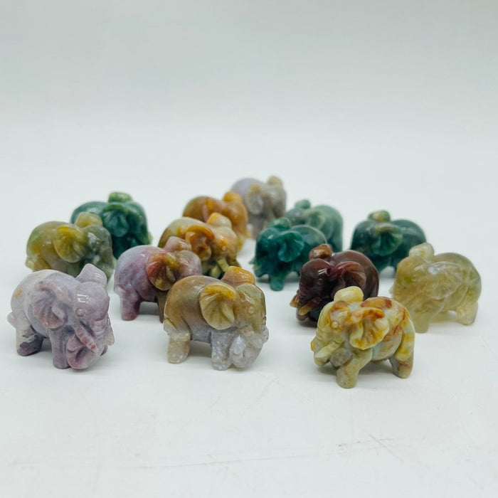 Ocean Jasper Elephant Carving Wholesale