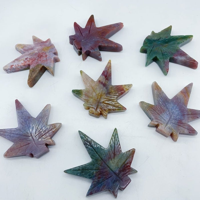 Ocean Jasper Maple Leaves Carving Wholesale