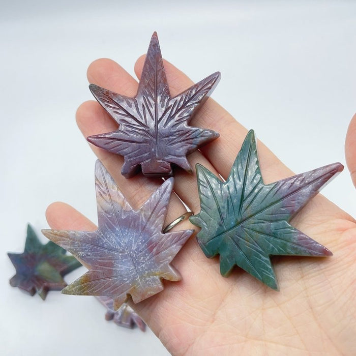 Ocean Jasper Maple Leaves Carving Wholesale