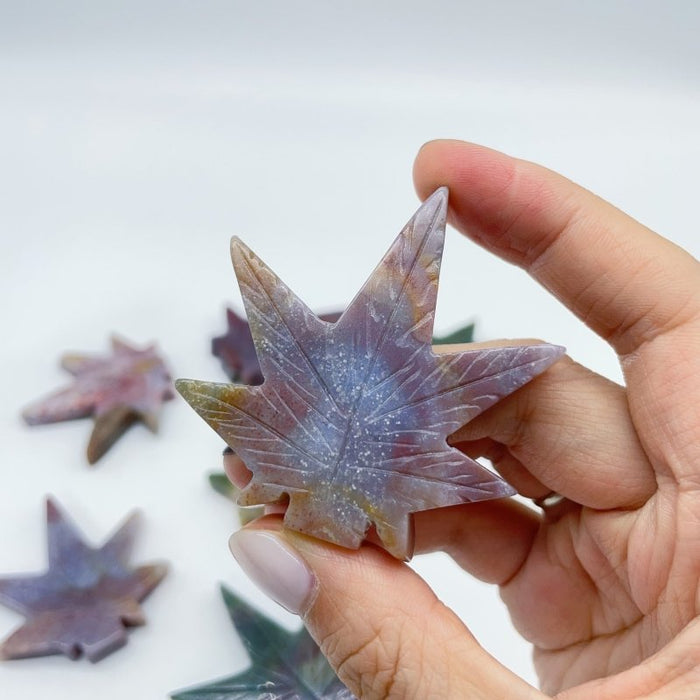 Ocean Jasper Maple Leaves Carving Wholesale