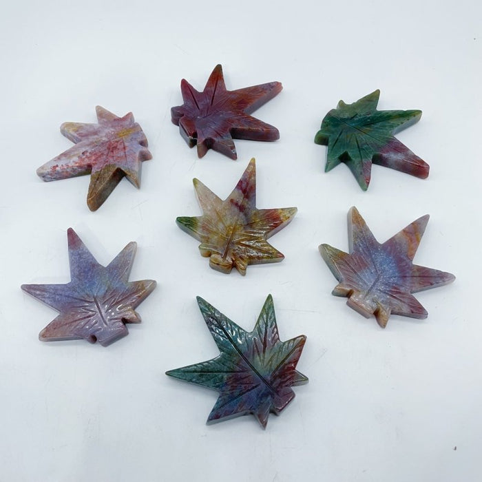 Ocean Jasper Maple Leaves Carving Wholesale