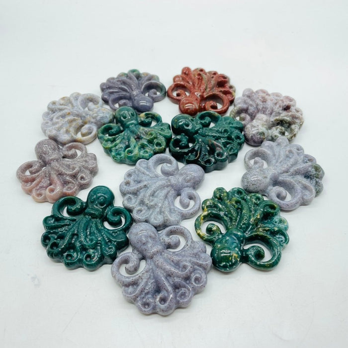 Ocean Jasper Octopus Carving Wholesale