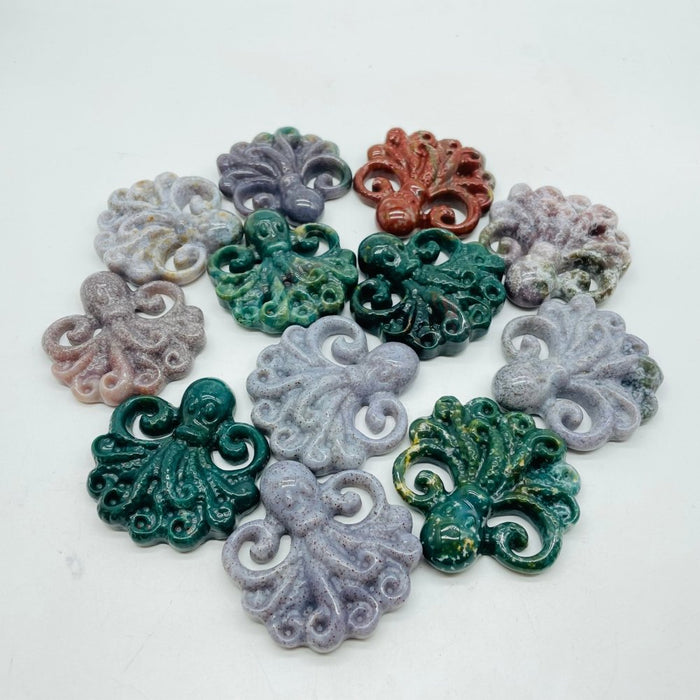 Ocean Jasper Octopus Carving Wholesale