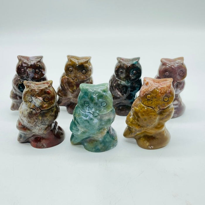 Ocean Jasper Owl Carving Wholesale