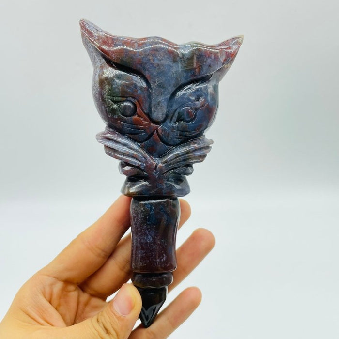 Ocean Jasper Owl Scepter Carving Wholesale