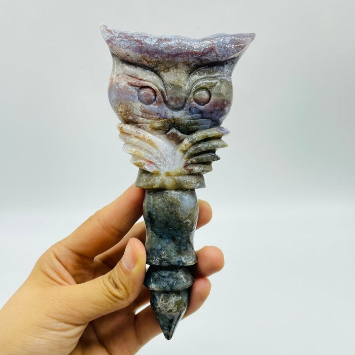 Ocean Jasper Owl Scepter Carving Wholesale