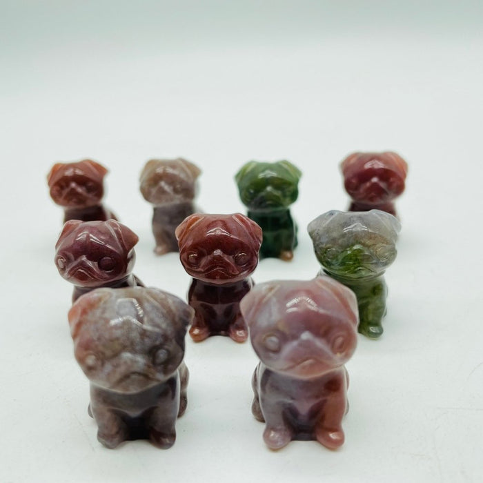 Ocean Jasper Pug Dog Carving Wholesale