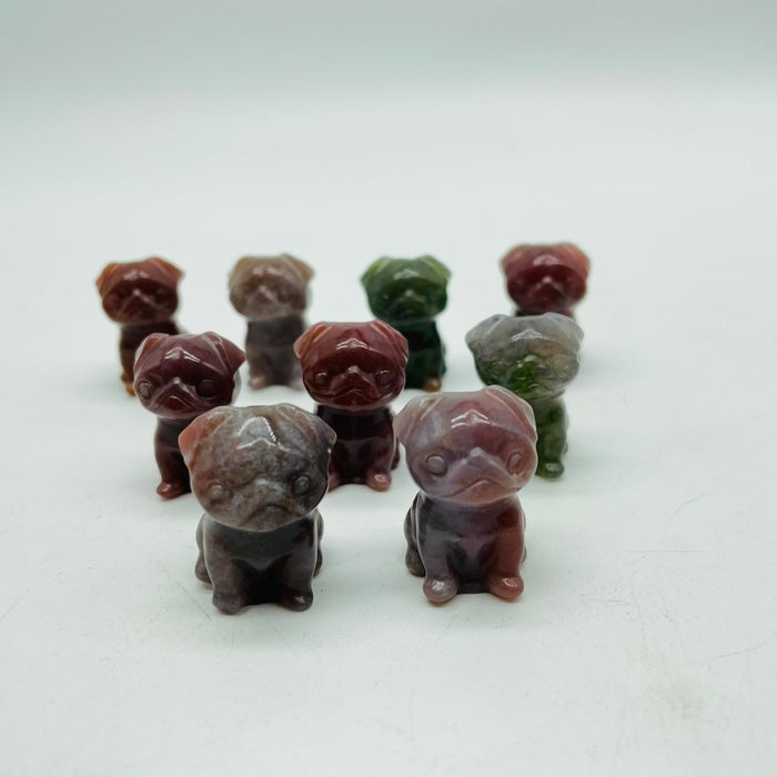 Ocean Jasper Pug Dog Carving Wholesale