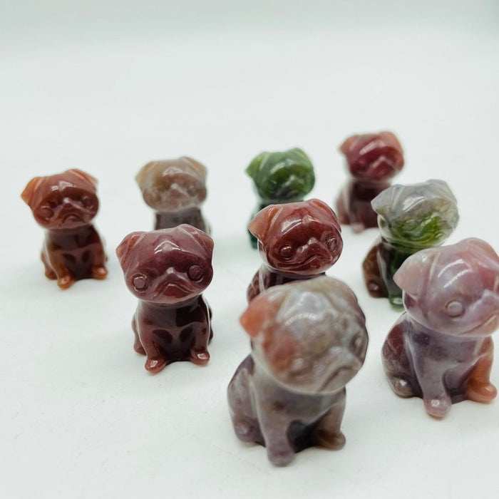 Ocean Jasper Pug Dog Carving Wholesale