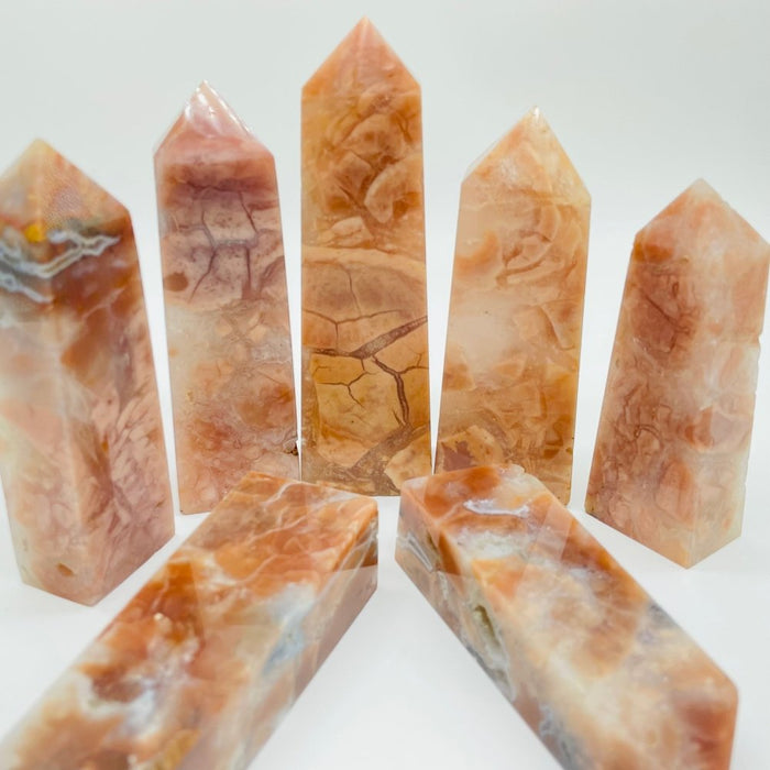 Pink Agate Fat Four-Sided Tower Point Wholesale