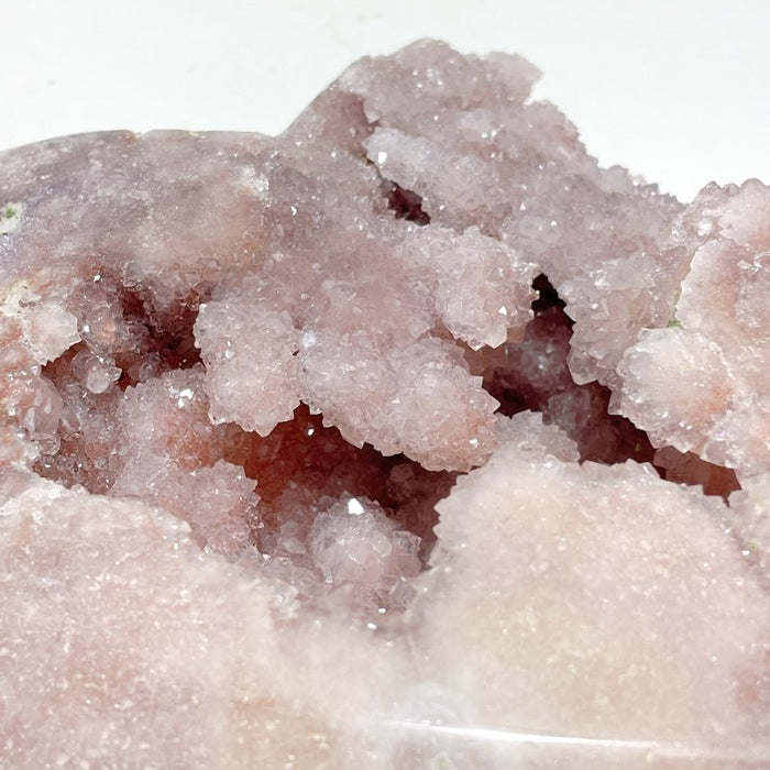 Pink Amethyst Geode Heart With Stand