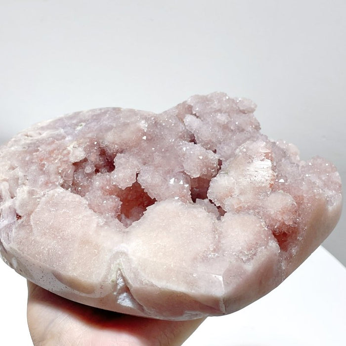 Pink Amethyst Geode Heart With Stand