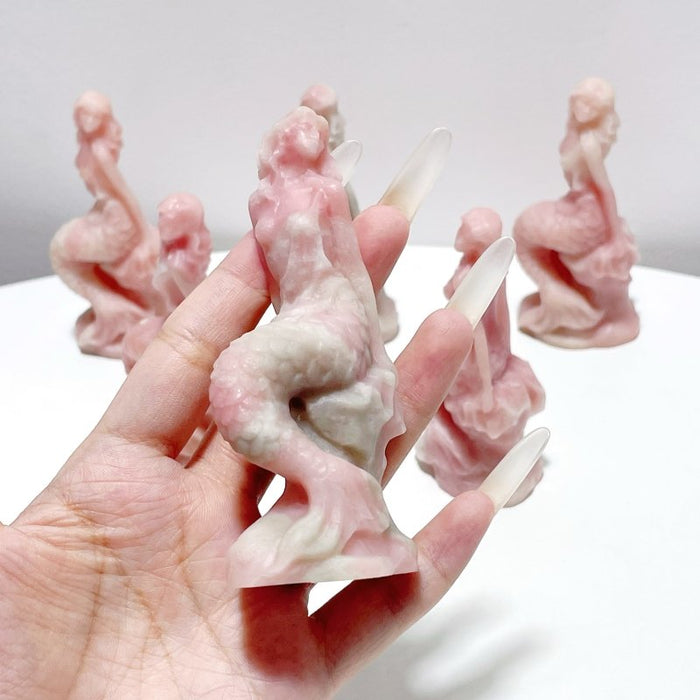 Pink Opal Mermaid Carving Wholesale