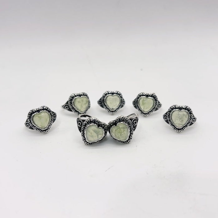 Prehnite Heart Shape Ring Crystal Wholesale