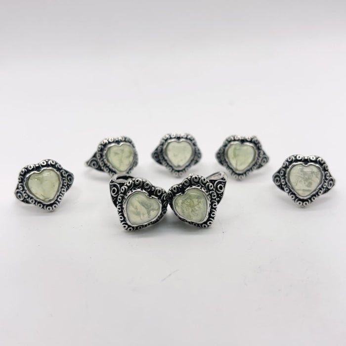 Prehnite Heart Shape Ring Crystal Wholesale