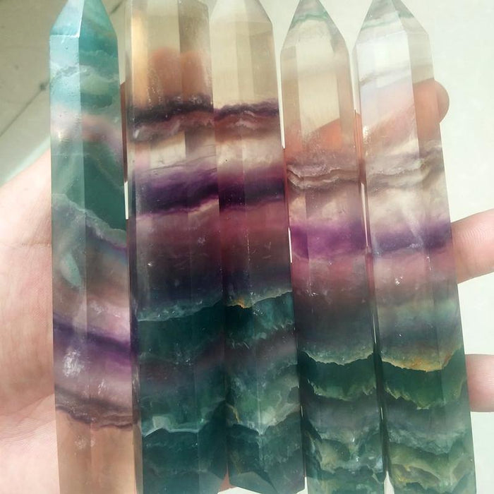 Natural 100-150mm Fluorite Crystal Point Tower Wholesale