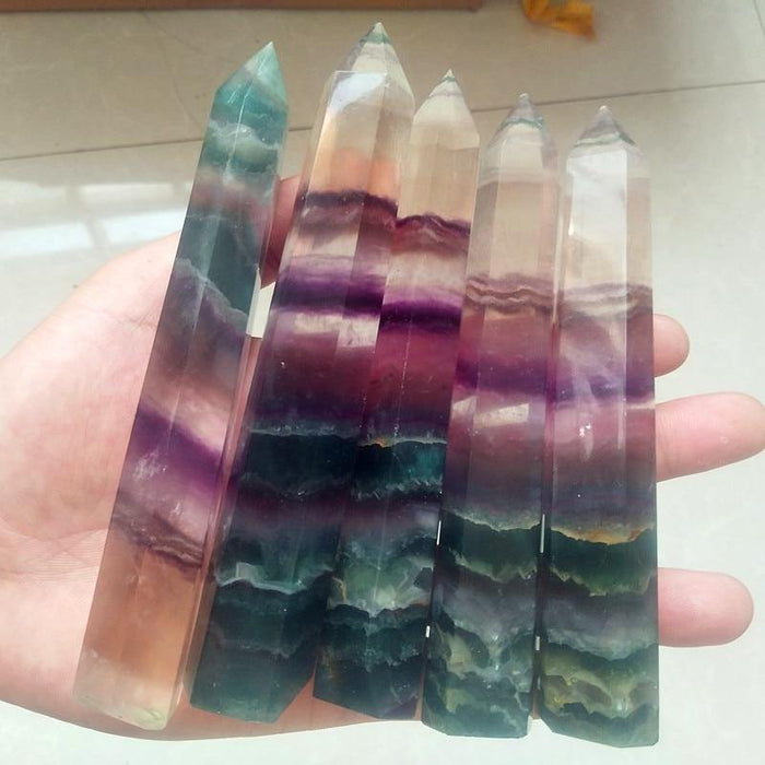 Natural 100-150mm Fluorite Crystal Point Tower Wholesale