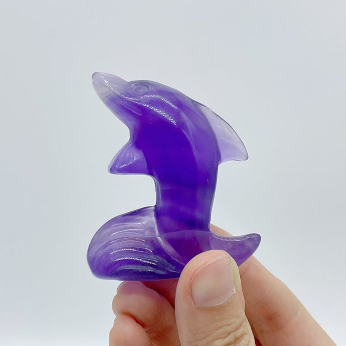 Purple Fluorite Dolphin Carving Wholesale