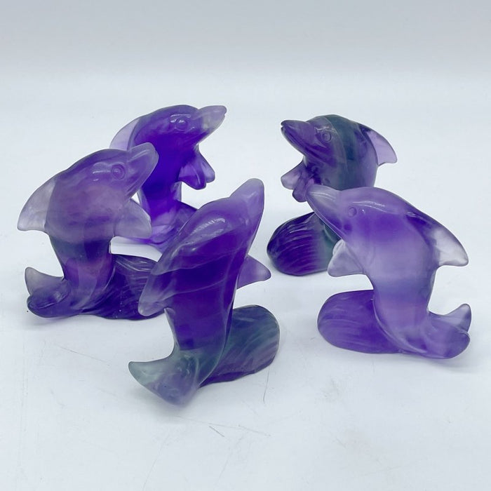Purple Fluorite Dolphin Carving Wholesale