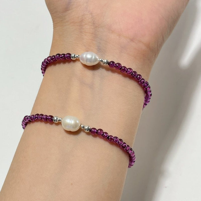 Purple Garnet & Pearl Bracelets Crystal Wholesale