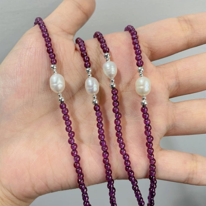 Purple Garnet & Pearl Bracelets Crystal Wholesale