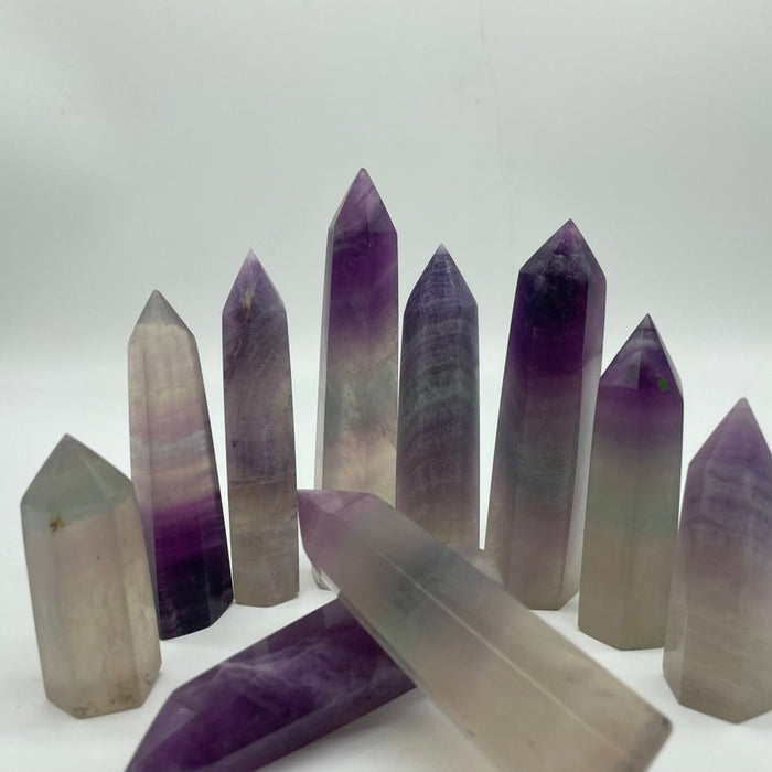 Purple Grey Fluorite Tower Point Wholesale