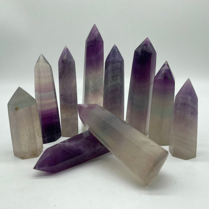 Purple Grey Fluorite Tower Point Wholesale