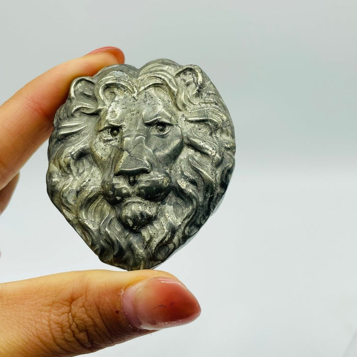 Pyrite Lion Head Carving Wholesale
