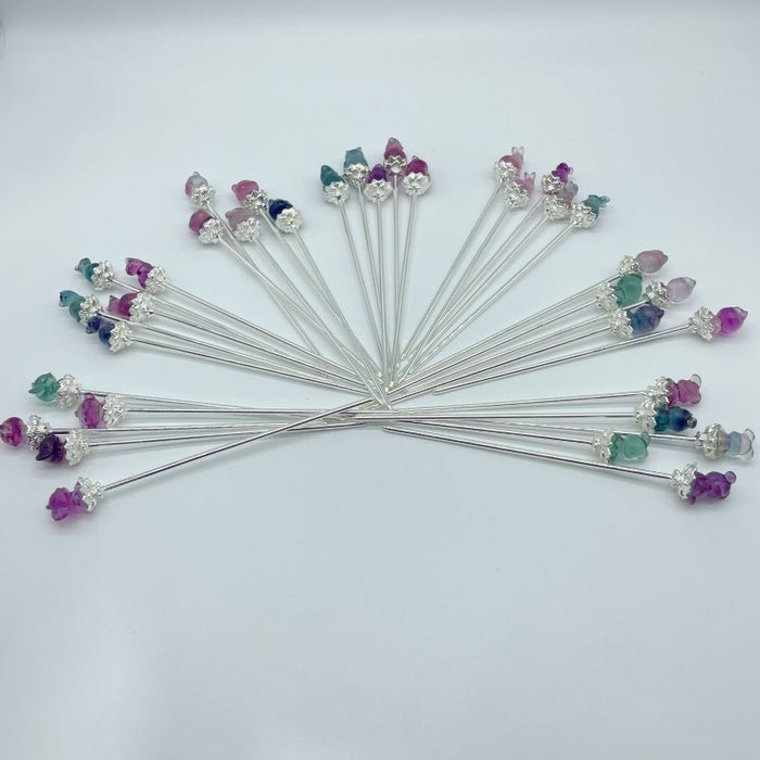 Rainbow Fluorite Animal Hairpin Carving Wholesale