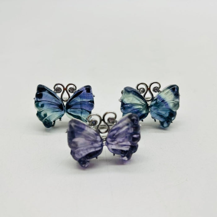 Rainbow Fluorite Butterfly Ring Wholesale