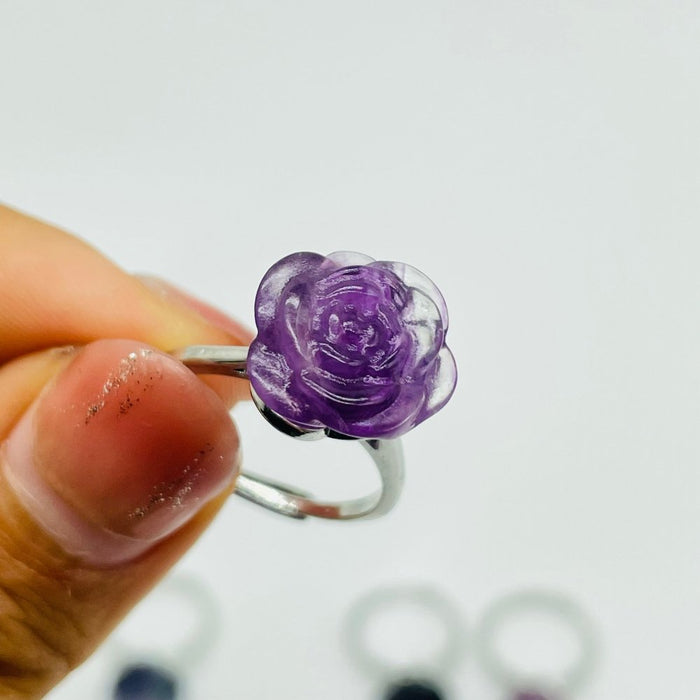 Rainbow Fluorite Flower Ring Wholesale