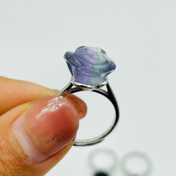 Rainbow Fluorite Flower Ring Wholesale