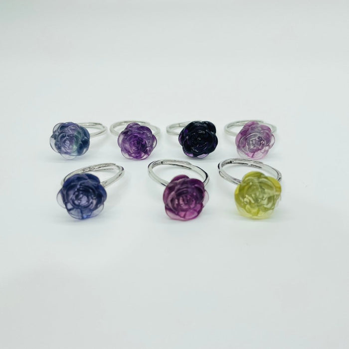 Rainbow Fluorite Flower Ring Wholesale