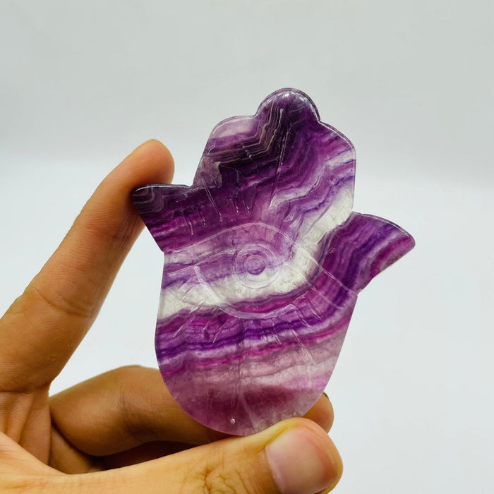 Rainbow Fluorite Hamsa Hand Evil Eye Carving Wholesale