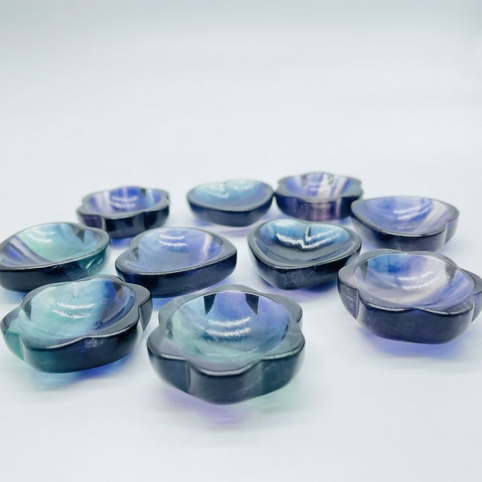 Rainbow Fluorite Heart Flower Moon Small Bowl Wholesale