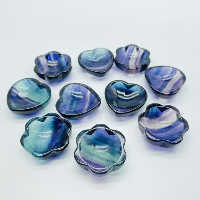 Rainbow Fluorite Heart Flower Moon Small Bowl Wholesale
