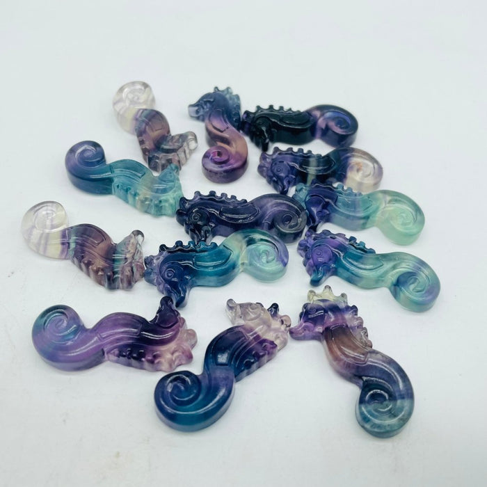 Rainbow Fluorite Sea Horse Hippocampus Carving Wholesale