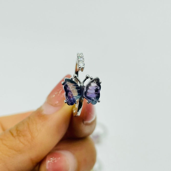 Rainbow Fluorite Mini Butterfly Ring Wholesale