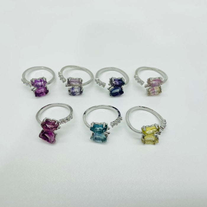 Rainbow Fluorite Mini Butterfly Ring Wholesale