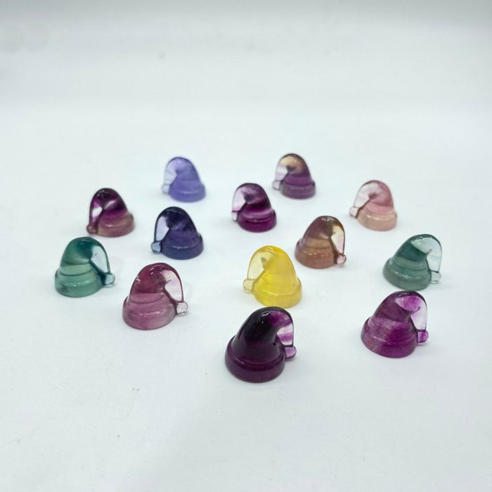 Rainbow Fluorite Mini Christmas Hat Carving Crystals Wholesale
