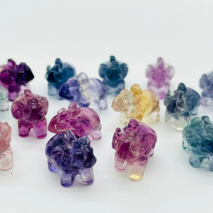 Rainbow Fluorite Mini Elephant Carving Wholesale