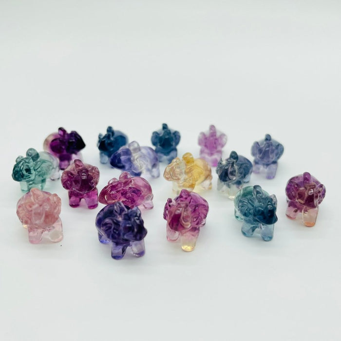 Rainbow Fluorite Mini Elephant Carving Wholesale