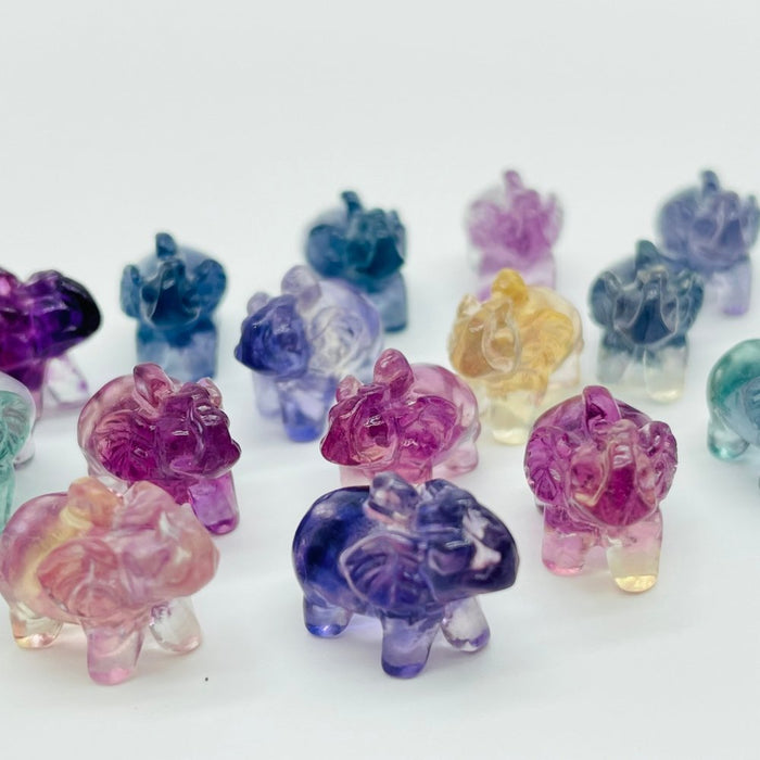 Rainbow Fluorite Mini Elephant Carving Wholesale