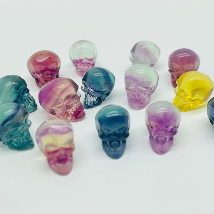 Rainbow Fluorite Mini Halloween Skull Carving Wholesale
