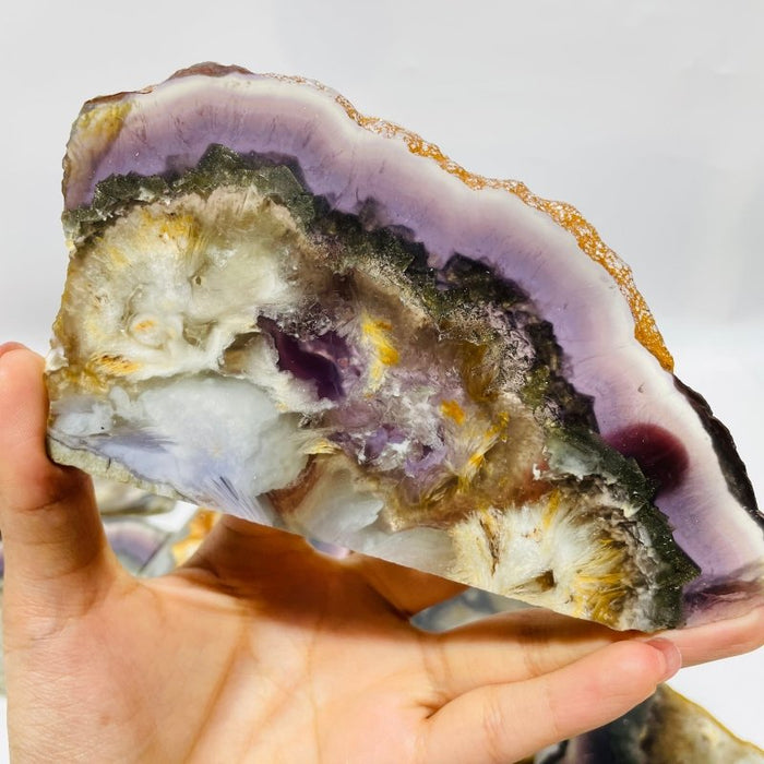 Rainbow Fluorite Mixed Cube Pyrite Spark Acicular Pyrite Slab