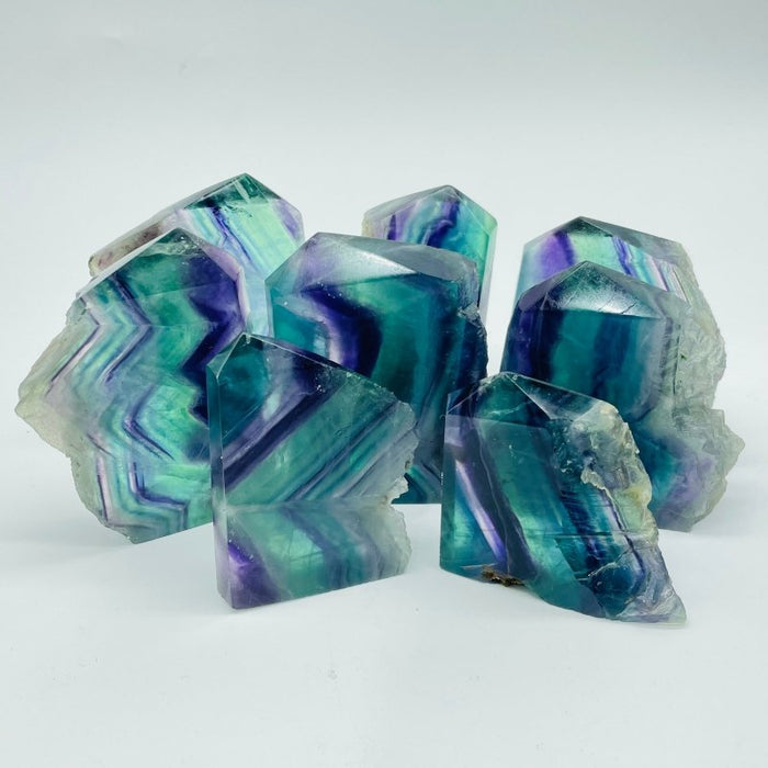 Rainbow Fluorite Rough Side Tower Point Wholesale